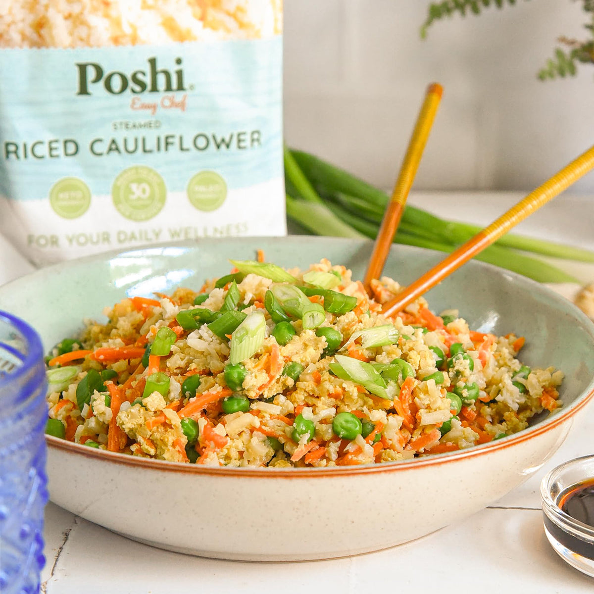 POSHI Riced Cauliflower | All-Natural, Ready-to-Eat, Low-Carb, Gluten-Free (7oz, 6 Pack)