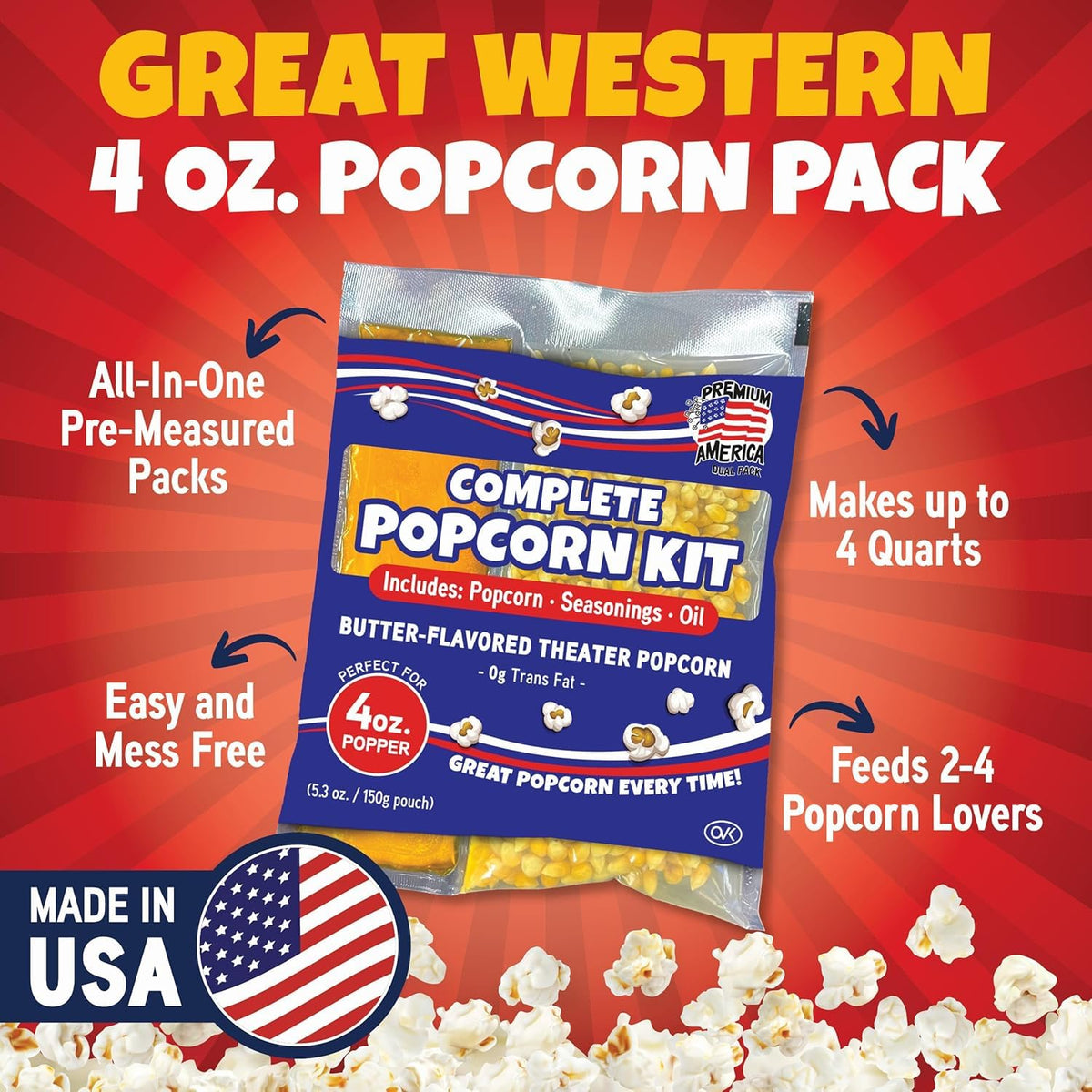 Premium America Popcorn Kit – 24-Pack All-in-One Movie Night Kit