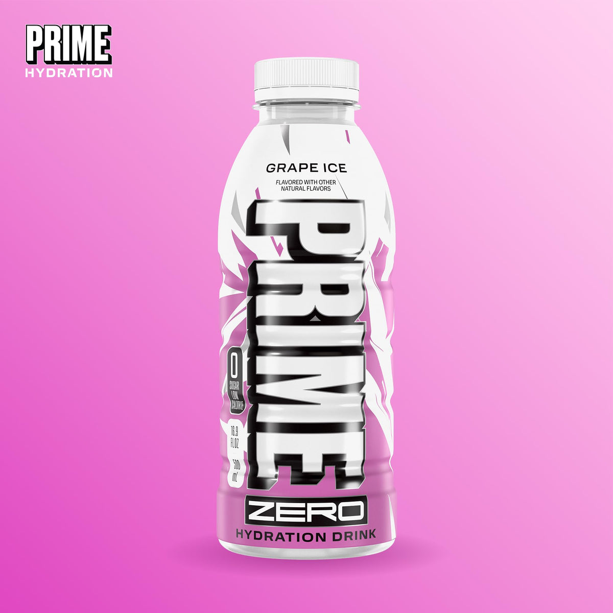 PRIME ZERO GRAPE ICE — Sugar Free Electrolyte Drink, 16.9oz, 12 Pack