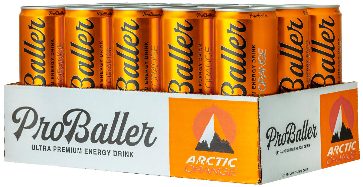 ProBaller Clean Energy Drink – Athlete-Grade Energy, NSF Certified for Sport, Orange (15 Pack)