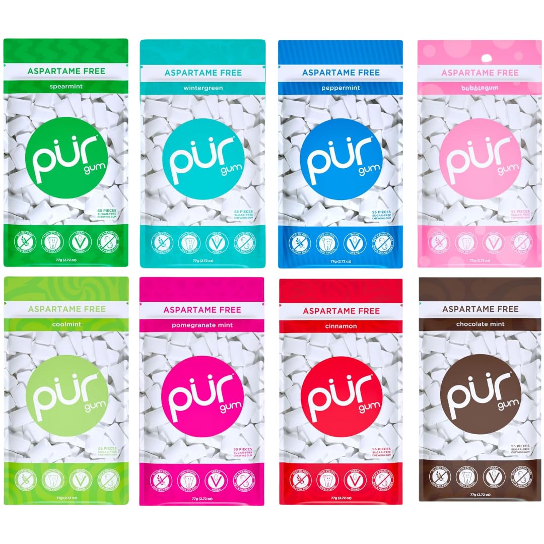 PUR Gum 8 Flavor Assortment – Sugar Free, Vegan Chewing Gum