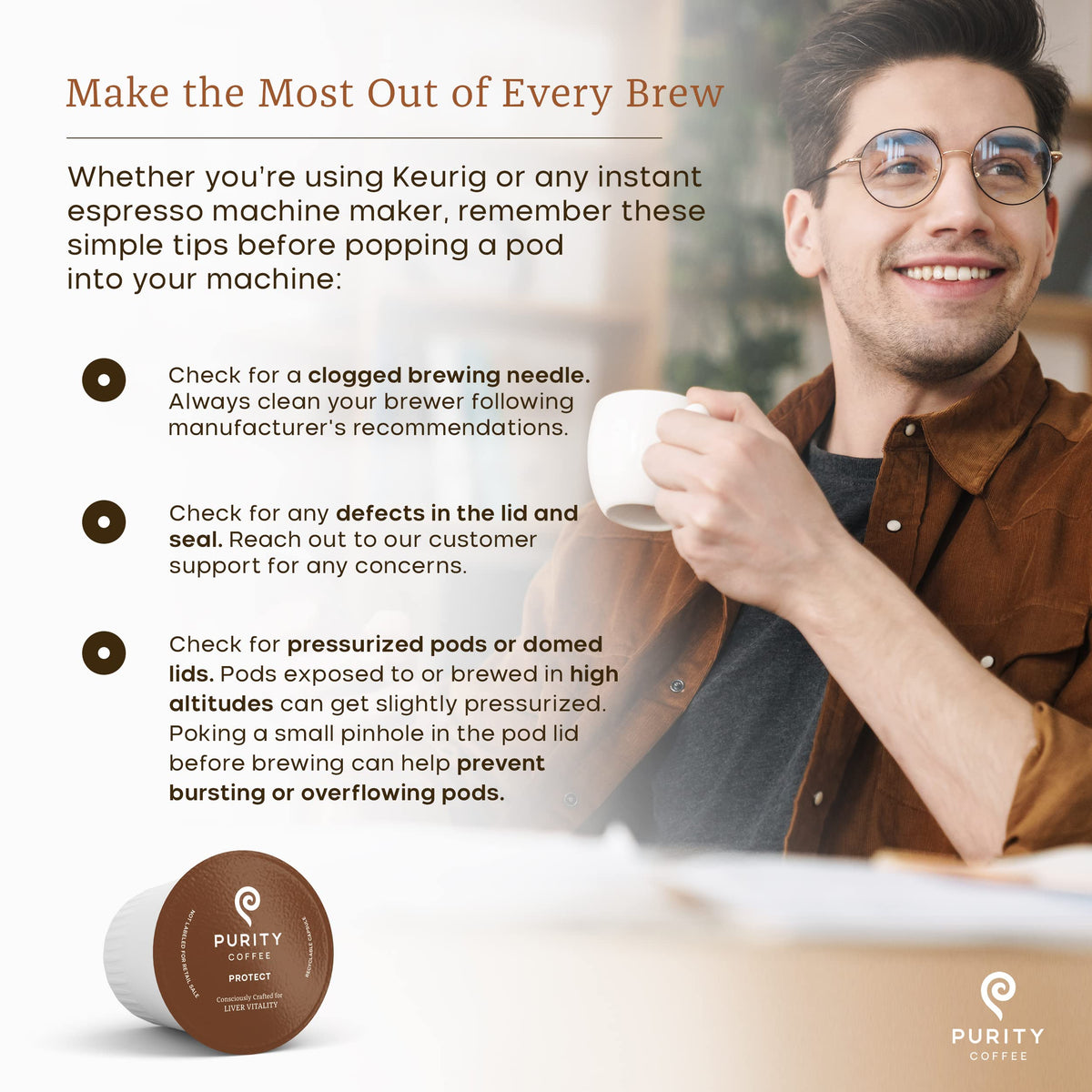 Purity Coffee PROTECT K Pod Capsules 12ct – High-Antioxidant USDA Organic Arabica, Lab-Tested