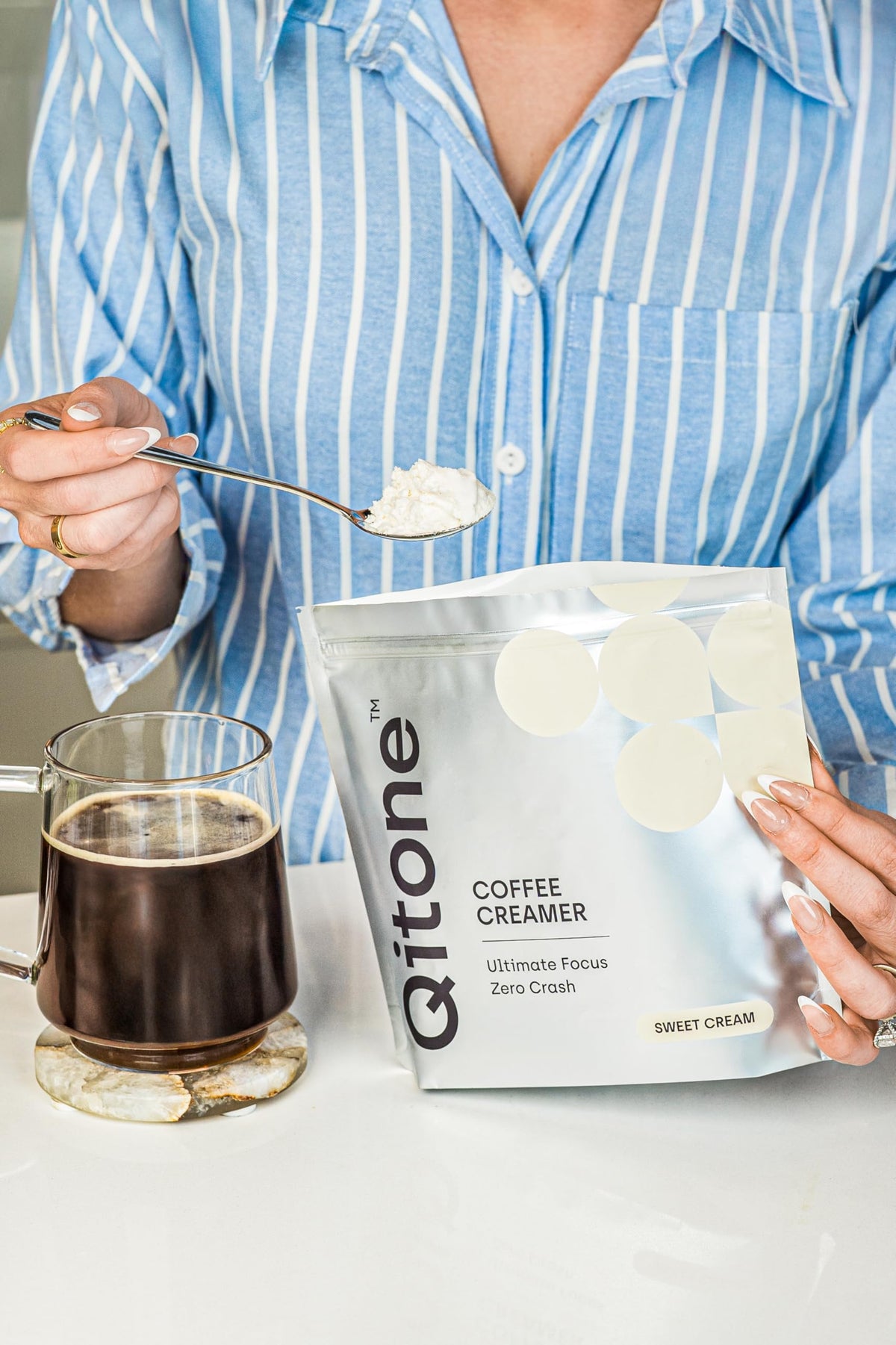 Qitone Keto Coffee Creamer Ketone Powder | Clean Energy & Focus | 0 Sugar