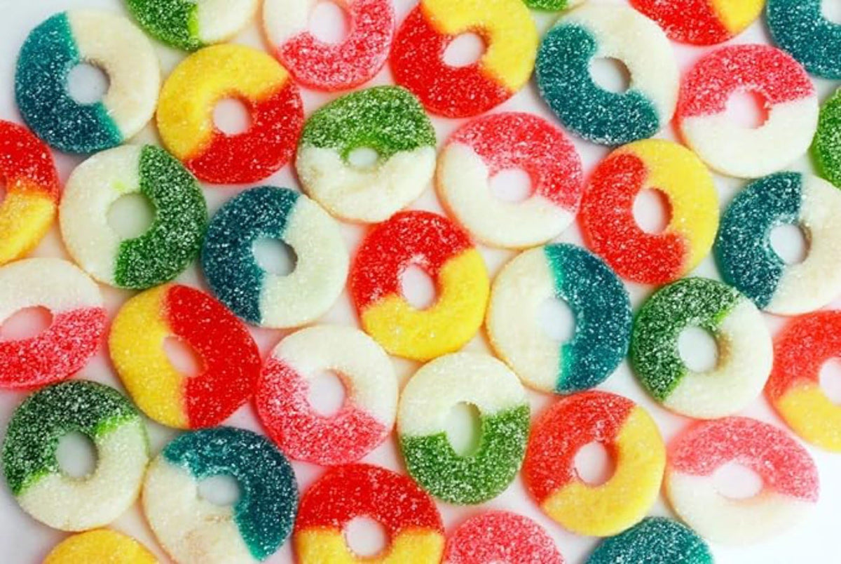 Queen City Candy Cave Assorted Gummy Rings – Bulk 3 lb, Soft Sugar-Dusted Gourmet Candy