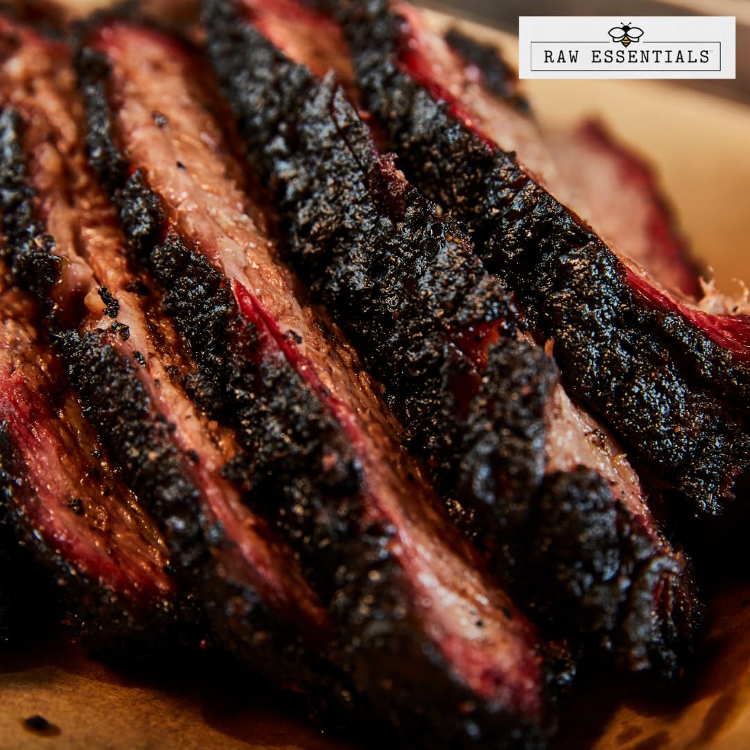 Raw Essentials Texas Oak Smoked Black Pepper | 12-Mesh Ground | Bold Smoky Flavor for Meats, Sauces & Marinades | Non-GMO, Gluten-Free, Paleo, Vegan | 8 oz