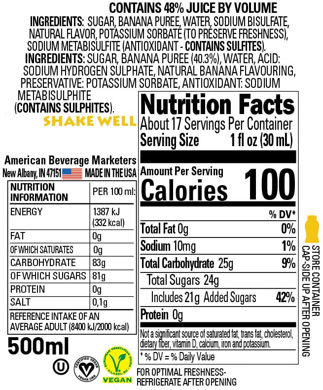 Reàl Infused Exotics Banana Puree Syrup – 16.9 fl oz Squeezable (Pack of 3)