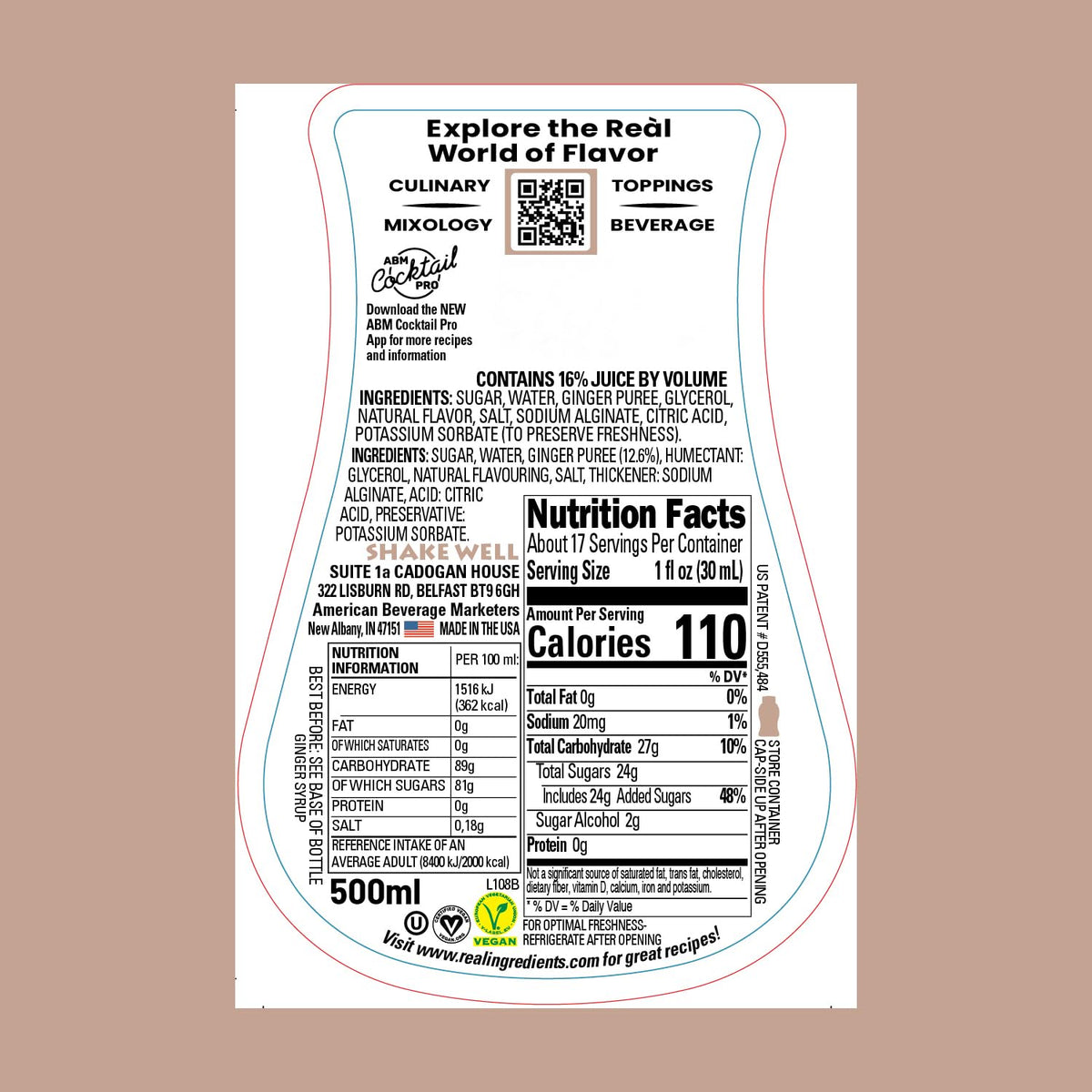 Ginger Reàl Infused Exotics Ginger Syrup — 16.9 Fl Oz Squeezable Bottle (Pack of 3)