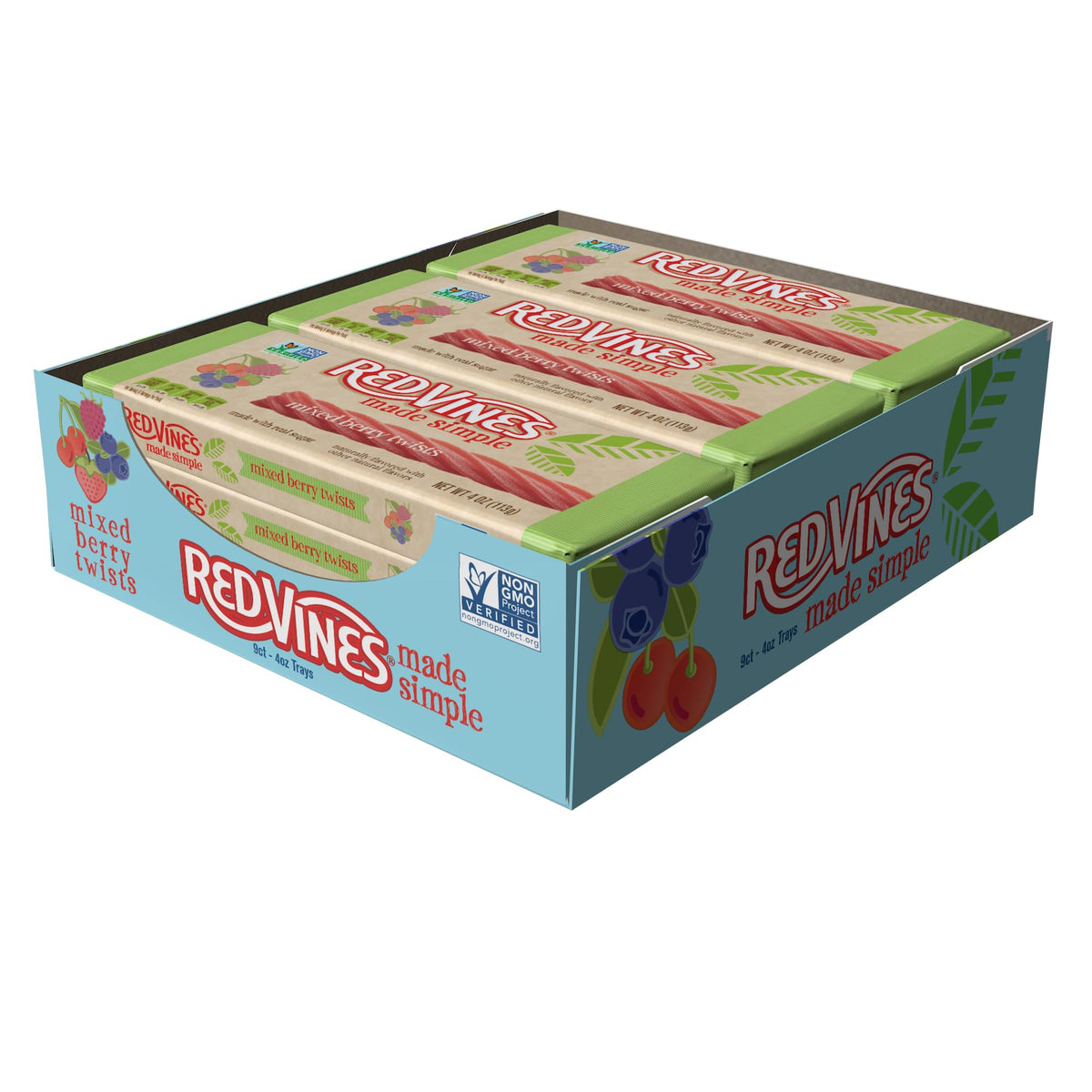 Red Vines Made Simple Licorice – Mixed Berry Twists, 4oz Tray (12 Pack)