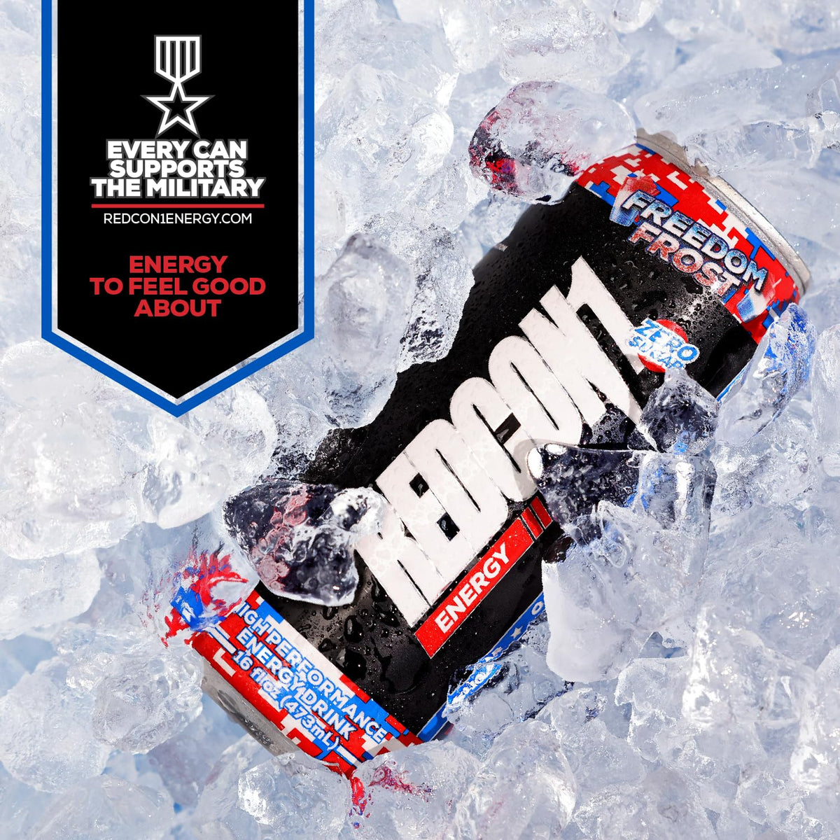 REDCON1 Energy Freedom Frost – Zero Sugar High-Performance Drink with Alpha GPC (12 ct)