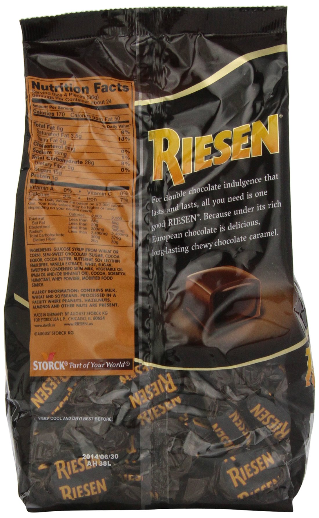 RIESEN Chewy Dark Chocolate Caramel Candy — 3 x 30oz Bags, Individually Wrapped