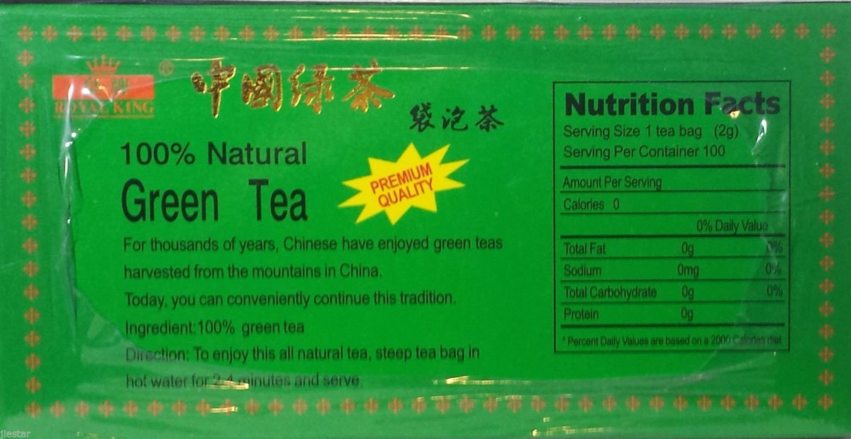 Royal King Chinese Premium Green Tea – 3-Pack, 100 Bags per Box