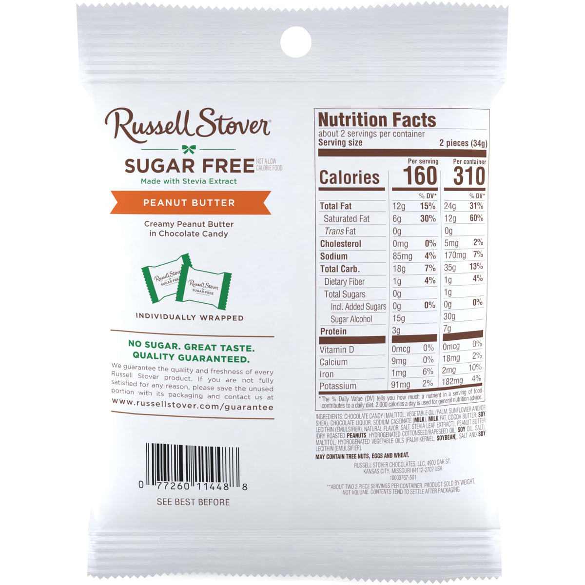Russell Stover Sugar Free Peanut Butter Cups – 2.4 oz Bag (Pack of 10)