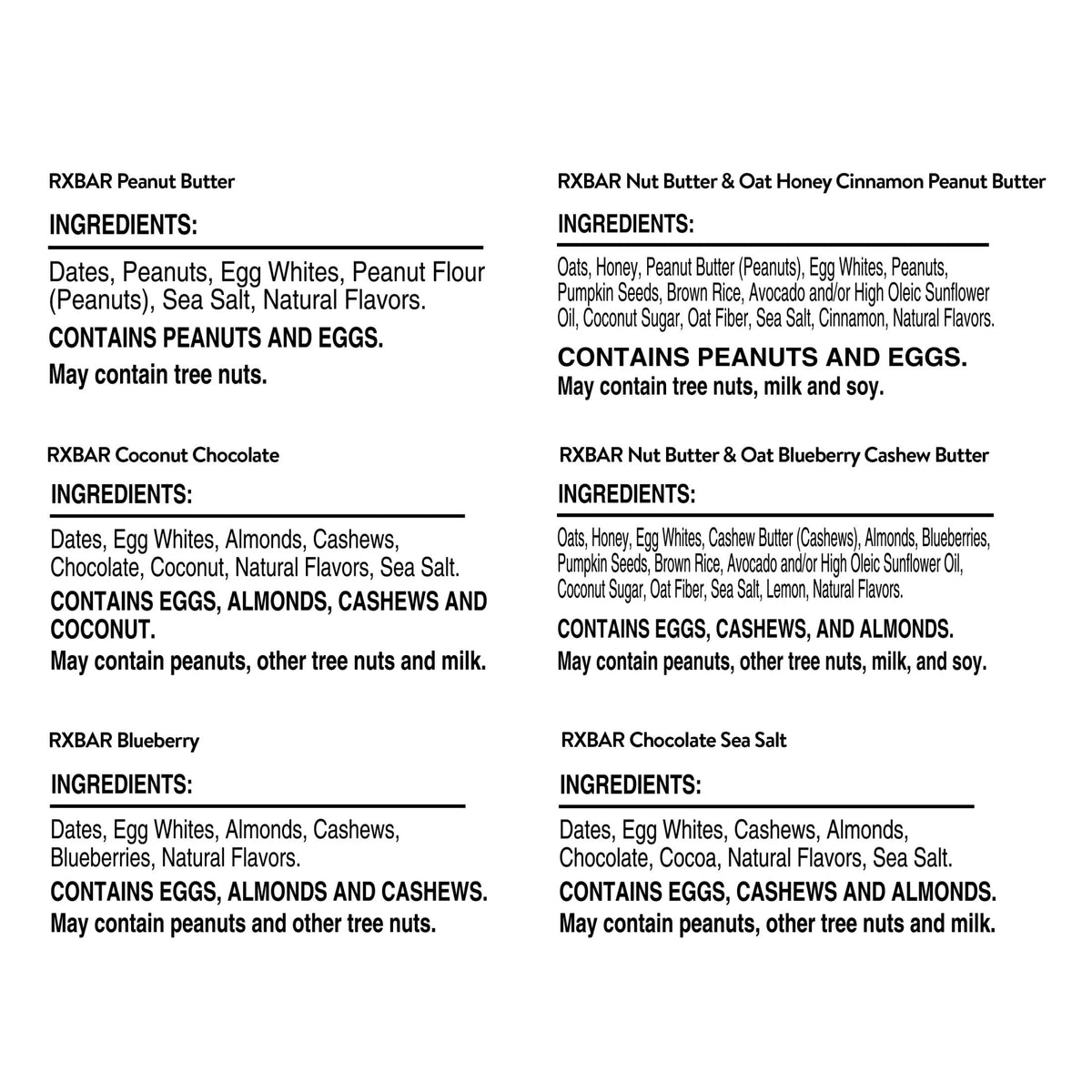 RXBAR Variety Pack — 12 Protein Bars (Peanut Butter, Blueberry, Coconut Chocolate, Sea Salt)