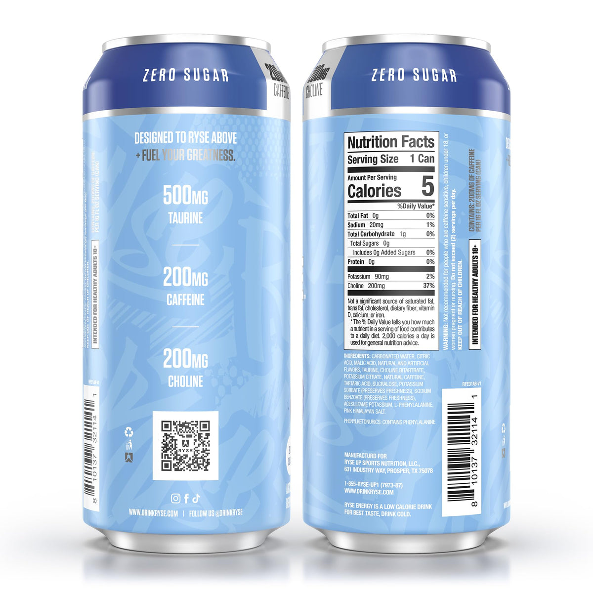 RYSE Fuel Energy Drink Arctic Berry – Sugar Free, 200mg Caffeine, Vegan & Gluten Free (12-Pack)