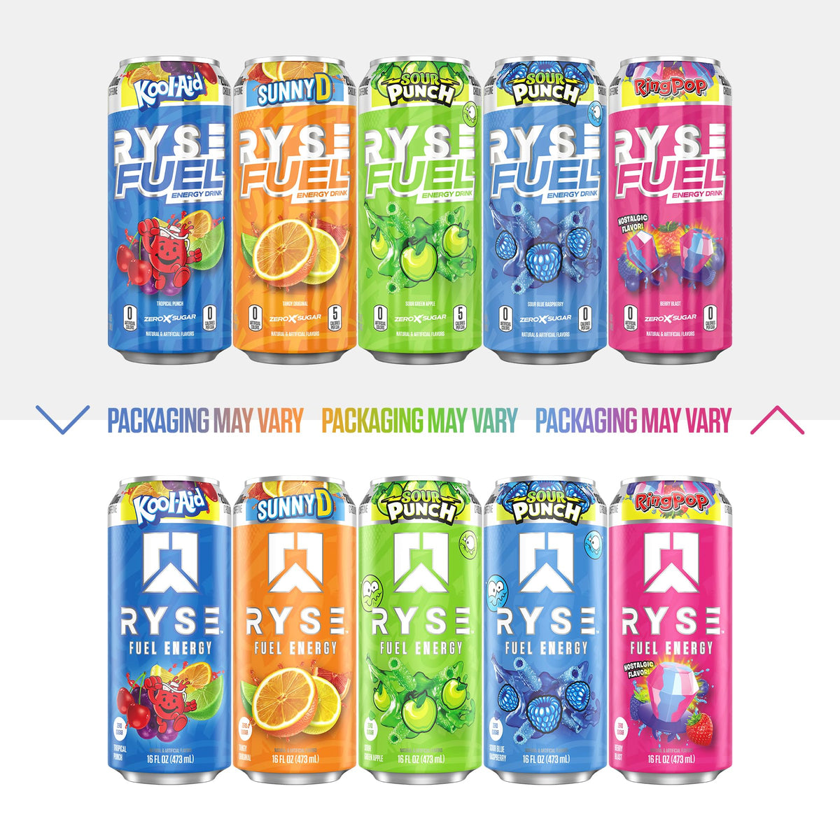 RYSE Fuel Energy Drink Kool-Aid Grape – Sugar Free, Vegan, Gluten Free | 200mg Caffeine, 16oz Can (12-Pack)
