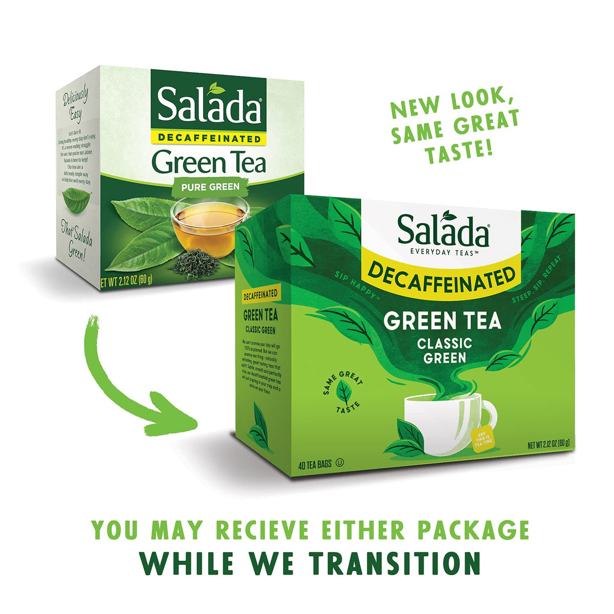 Salada Decaffeinated Green Tea, 40 Count (Pack of 6) – Naturally Decaffeinated, Calorie-Free