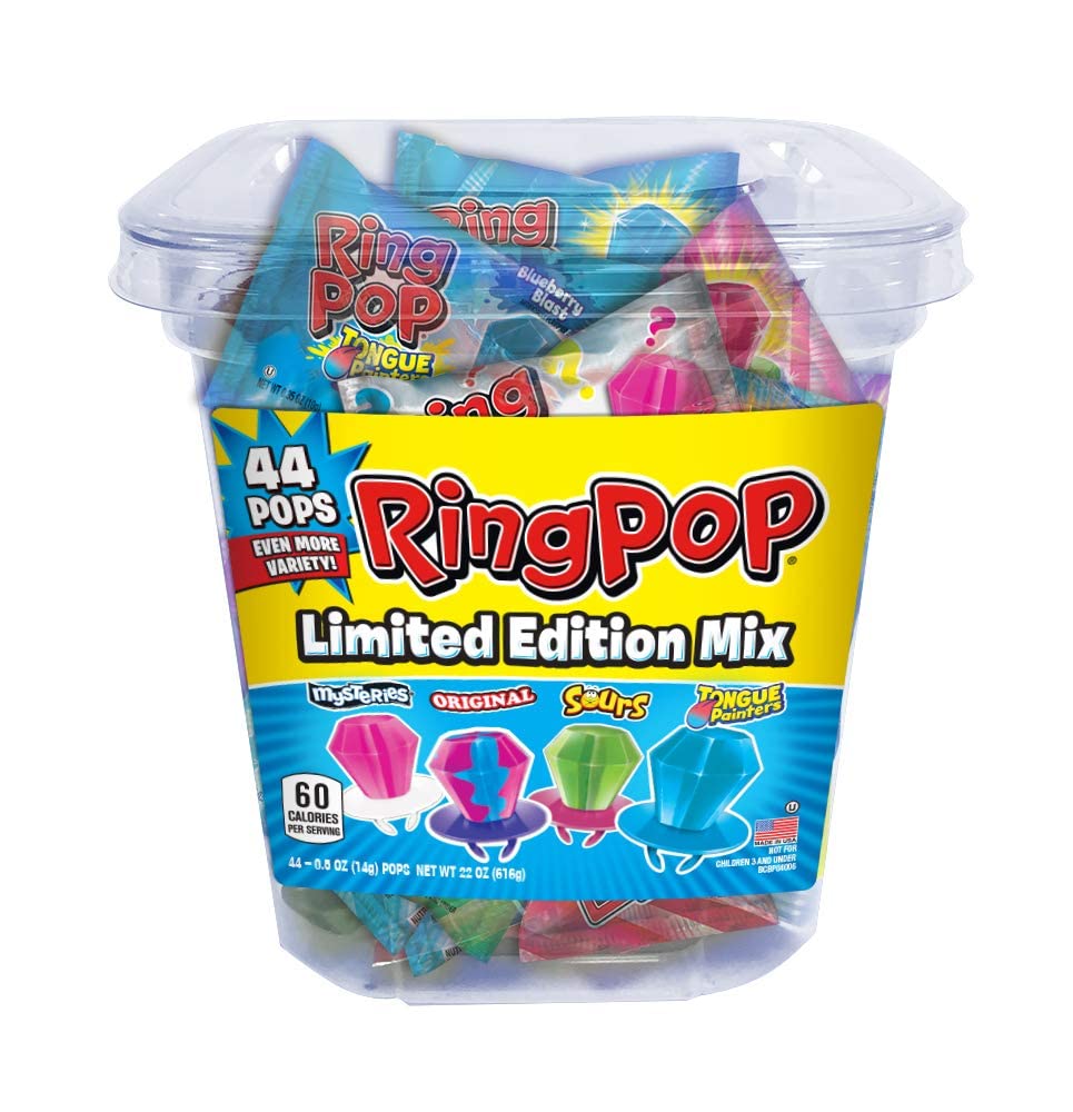 Sattie Ring Pop Hard Candy Pops – Variety Pack, 44 Count, 22 oz
