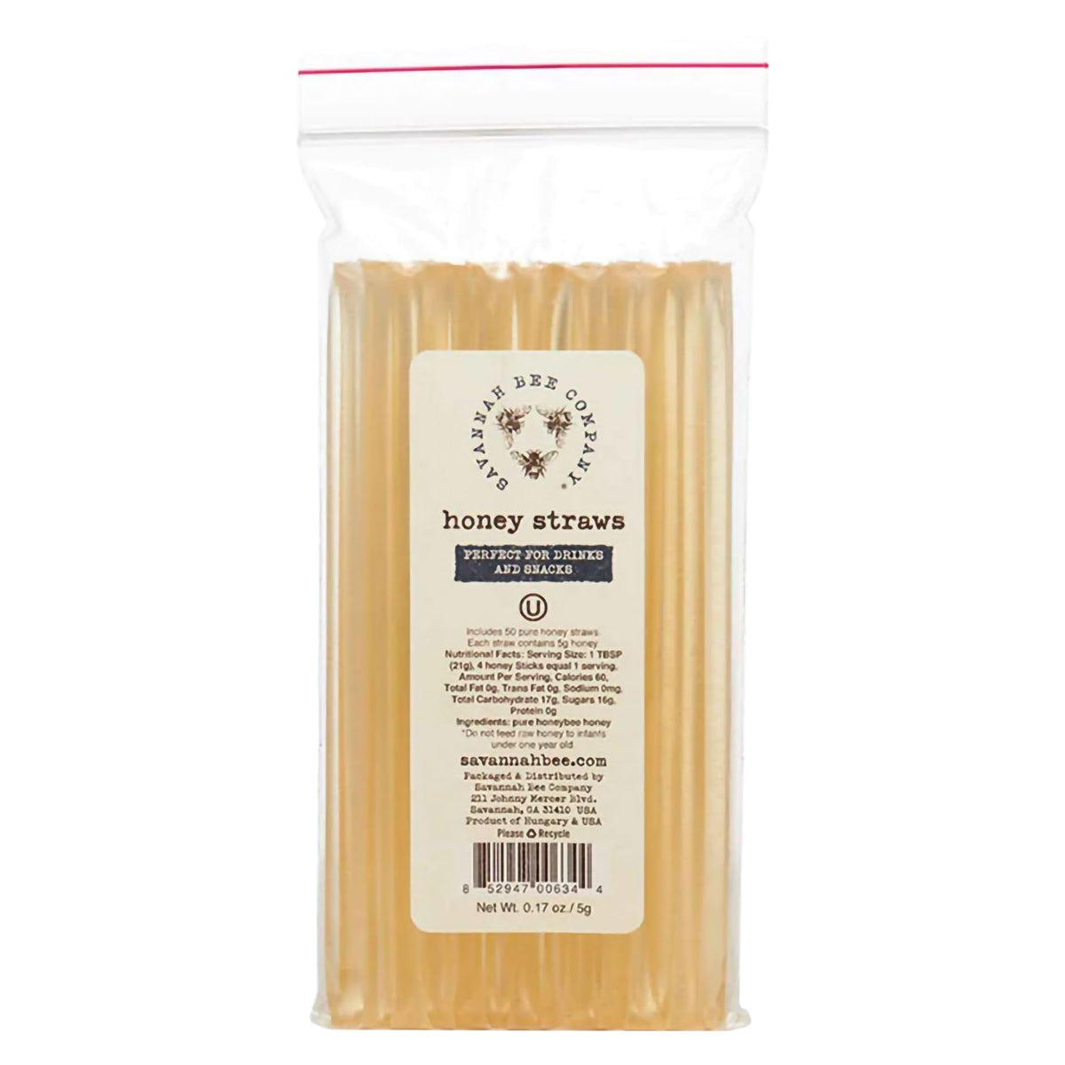 Savannah Bee Company Honey Straws – Pack of 50 | Pure Acacia Honey, Made in USA
