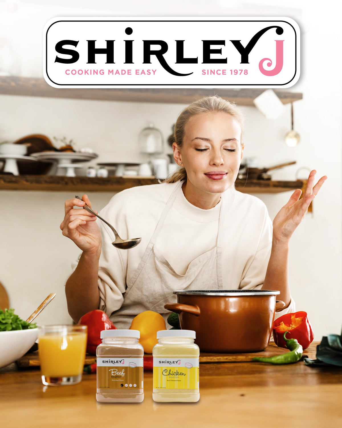 Shirley J Rich Beef Bouillon Powder – Lower Sodium, Instant Gourmet Base, Replaces 30+ Cartons (1lb Jar)