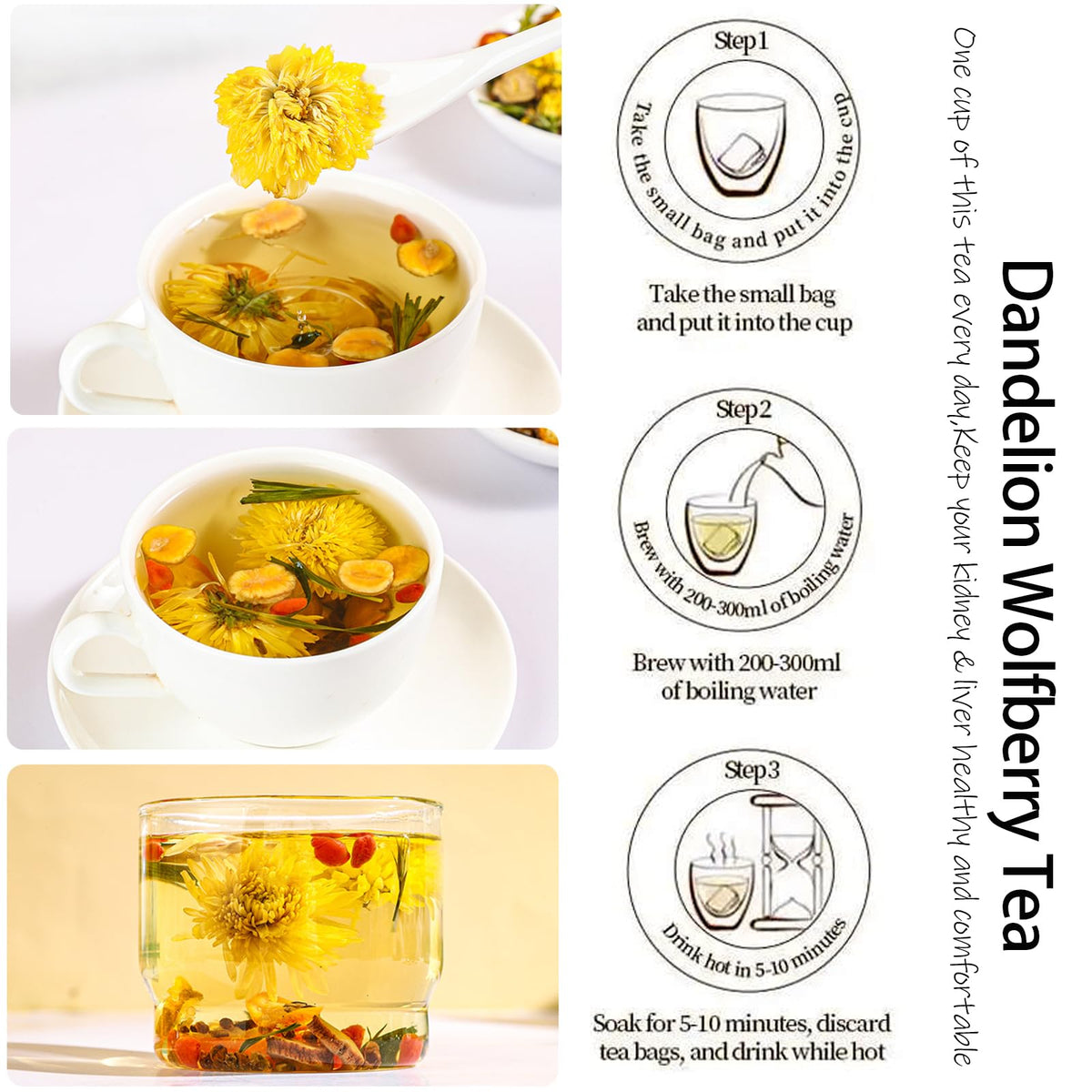 SIRDIKA Dandelion Wolfberry Herbal Tea – Kidney & Liver Health Blend, 120g / 24 Tea Bags