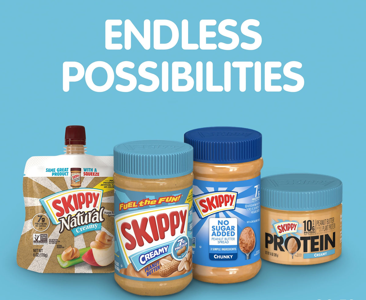 SKIPPY Creamy Peanut Butter Squeeze Packs — 64-Count, 1.15 oz Each