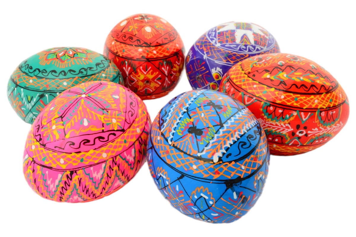 SKRRYNYA Ukrainian Pysanky — Set of 6 Painted Wooden Easter Eggs