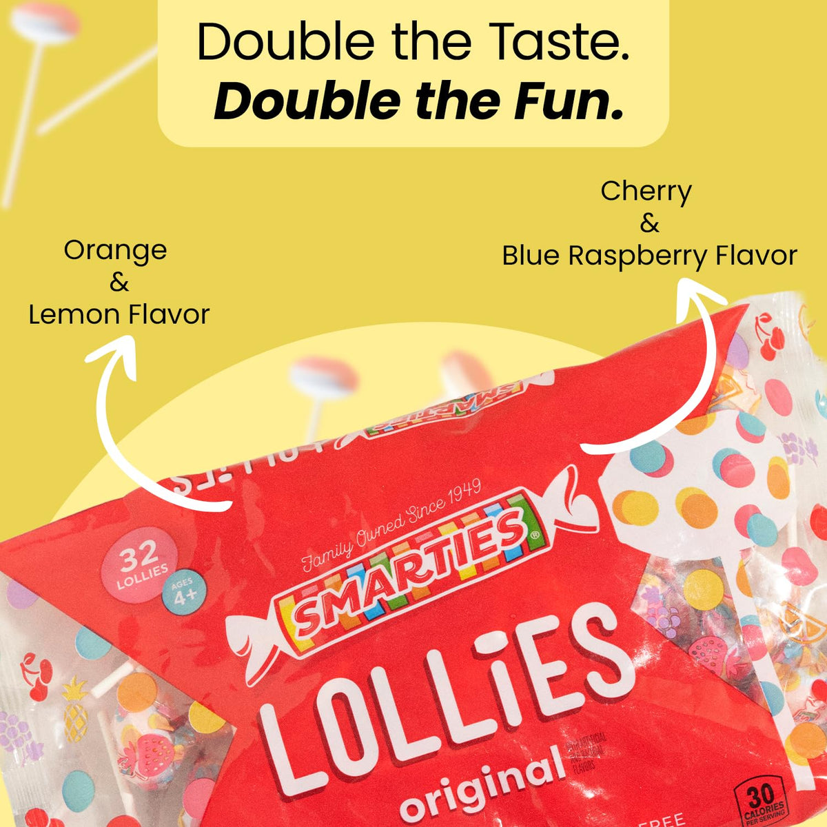 Smarties Lollies – Gluten Free, Peanut Free, Low Calorie Fruity Lollipops (120 ct x 2)
