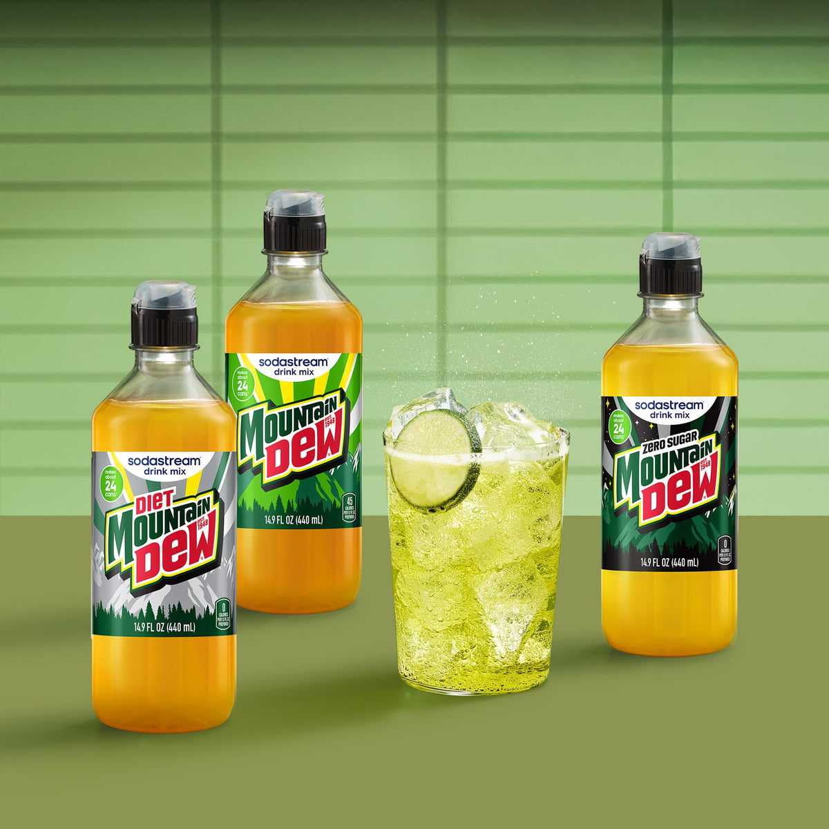 Sodastream Diet Mountain Dew New Pour Bottles – 4-Pack, 14.9 Fl Oz – Zero-Calorie Soda Mix