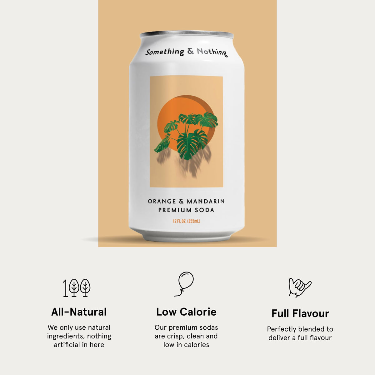 Something & Nothing Orange & Mandarin Sparkling Water — Lightly Carbonated, Low-Cal Vegan Soda (12x12oz Cans)