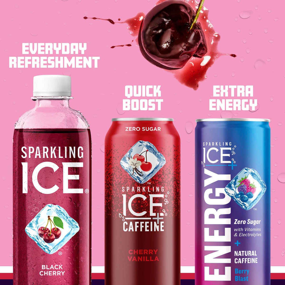 Sparkling Ice Black Cherry Sparkling Water – Zero Sugar, Low Calories (12 x 17 oz)