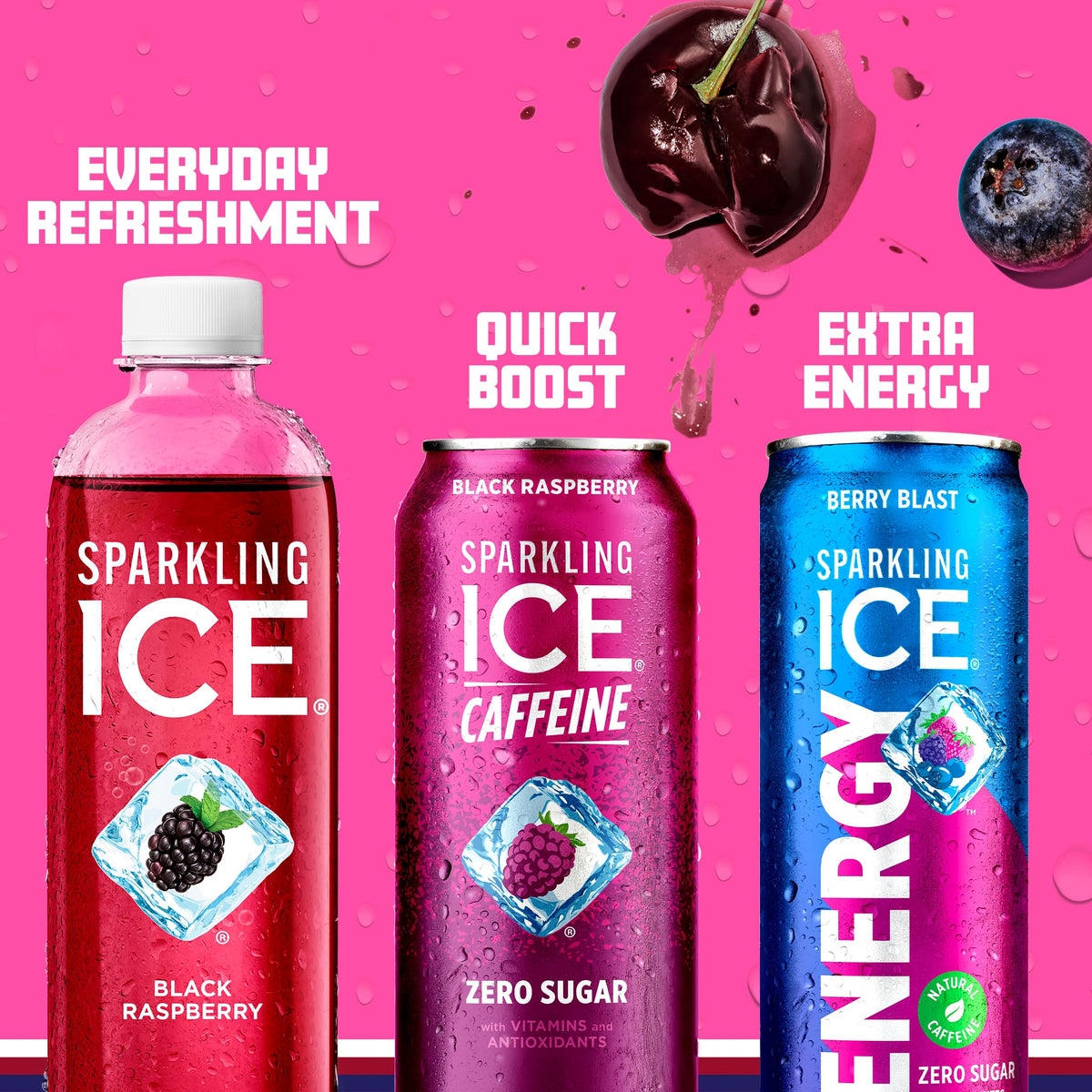 Sparkling Ice Energy Variety 12pk – Zero Sugar, 160mg Caffeine, Berry Blast, Maximum Mango & Power Punch