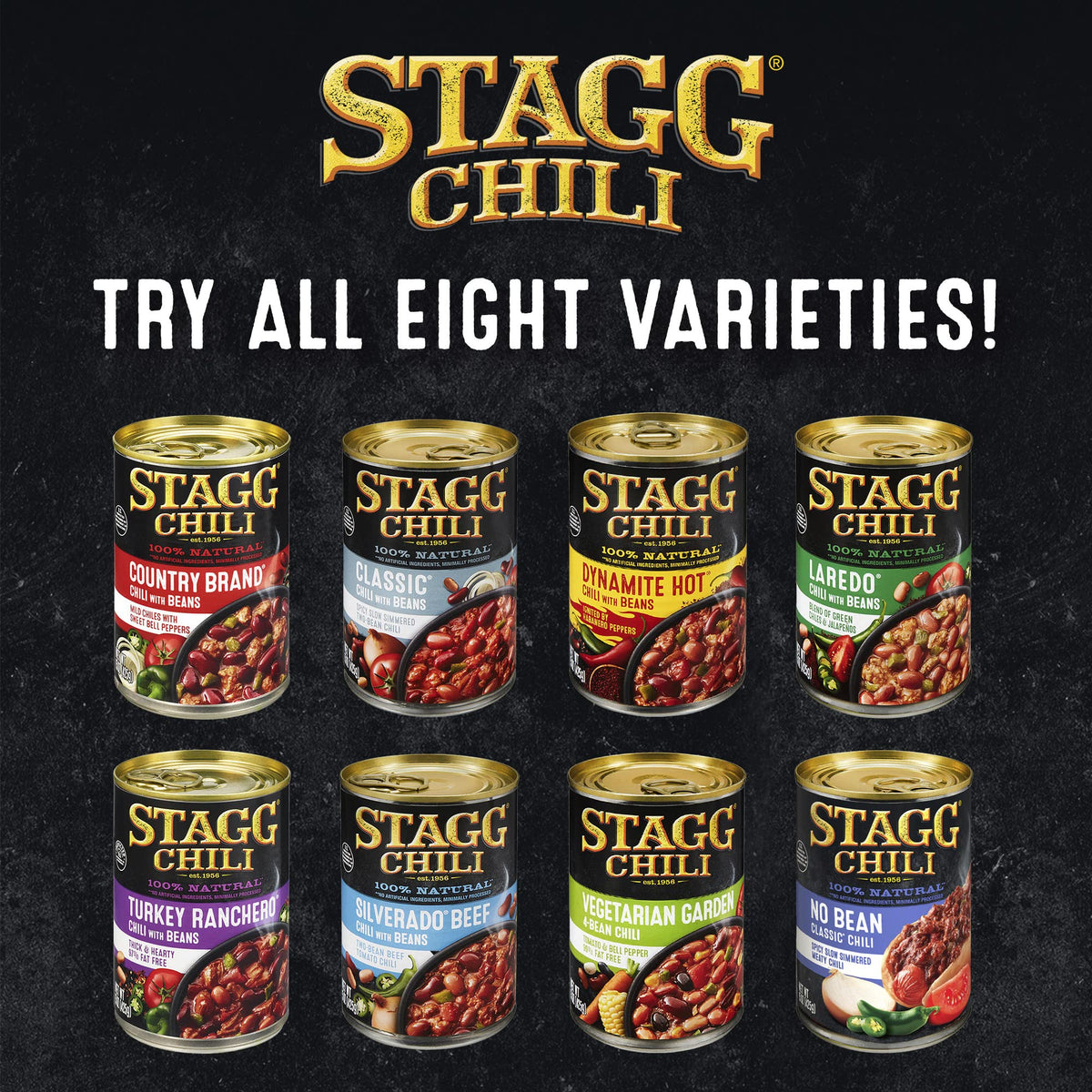 STAGG Classic Chili with Beans — 15 oz Canned Chili, Pack of 12