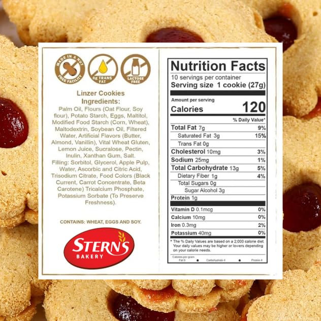 Sugar-Free Strawberry Linzer Cookies – 10 Count | Low Carb, Kosher, Dairy Free, Nut Free | Stern’s Bakery