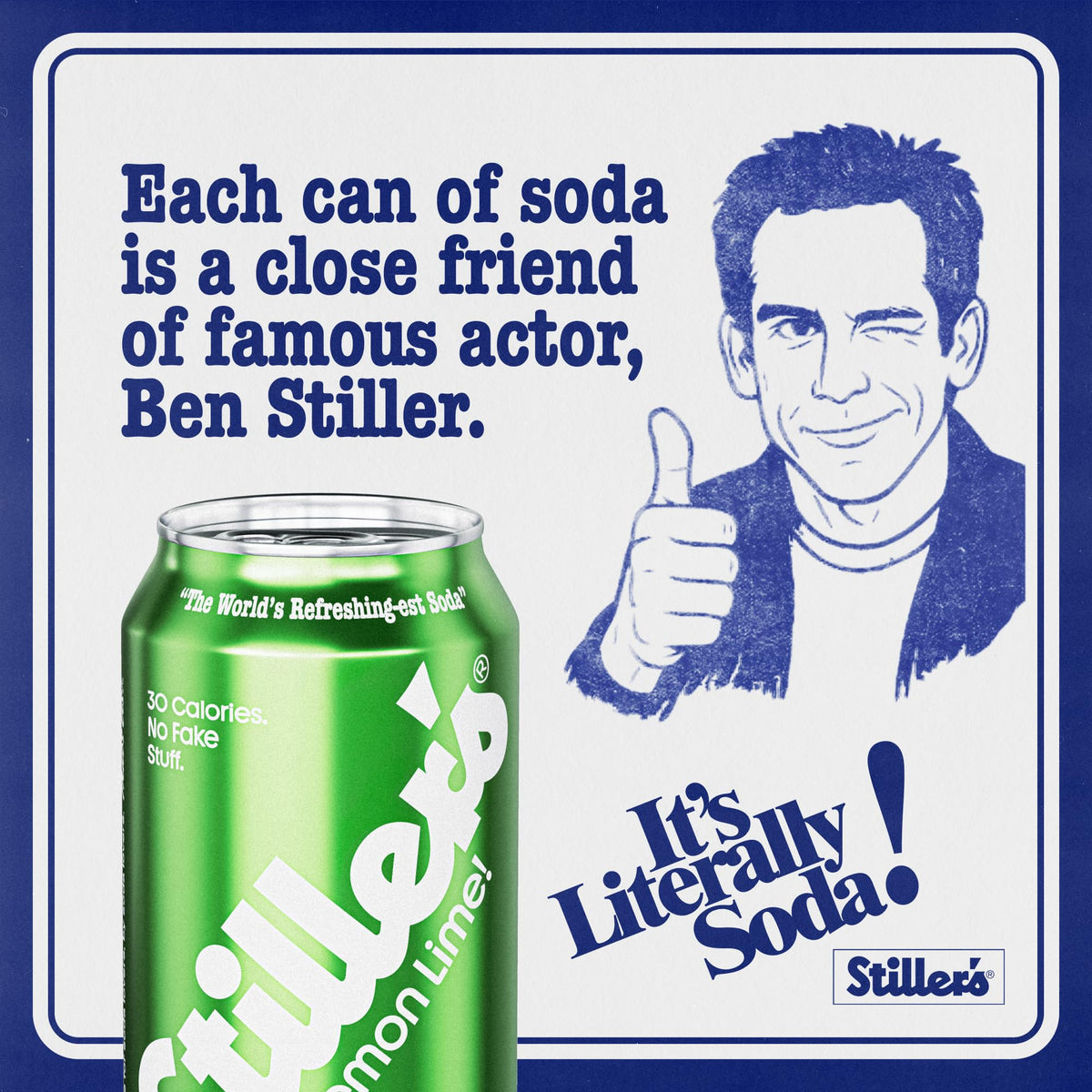 STILLER'S Natural Soda Lemon Lime — 12 Cans, Real Lemon & Lime, 30 Calories, Caffeine Free