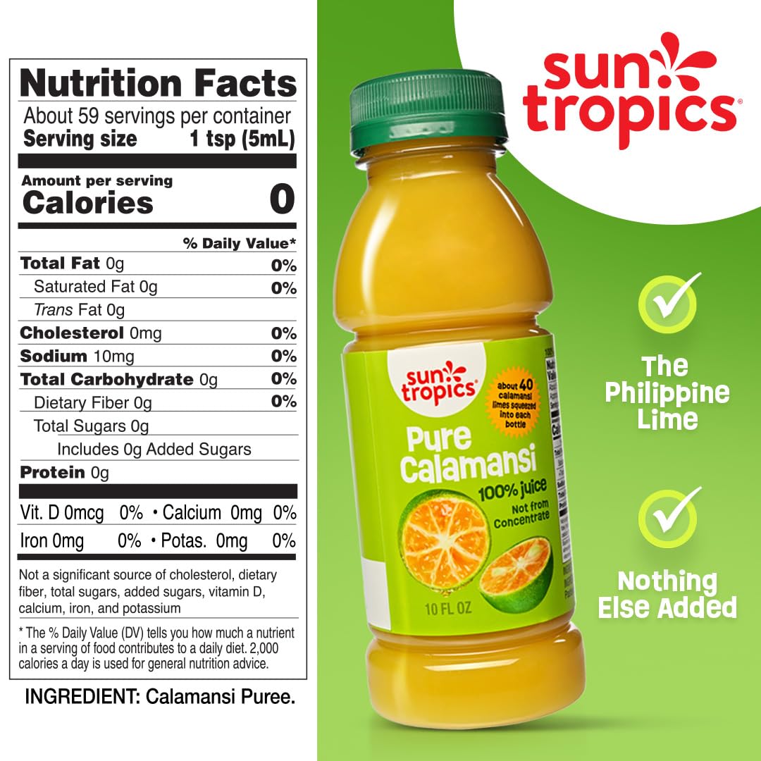 Sun Tropics Pure Calamansi Juice – 4 Pack, 10 oz Each | 100% Pure, Not From Concentrate