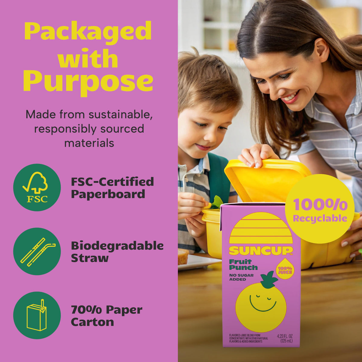 SunCup 100% Juice Boxes for Kids – No Added Sugar, No Dyes | 40 Pack Fruit Punch