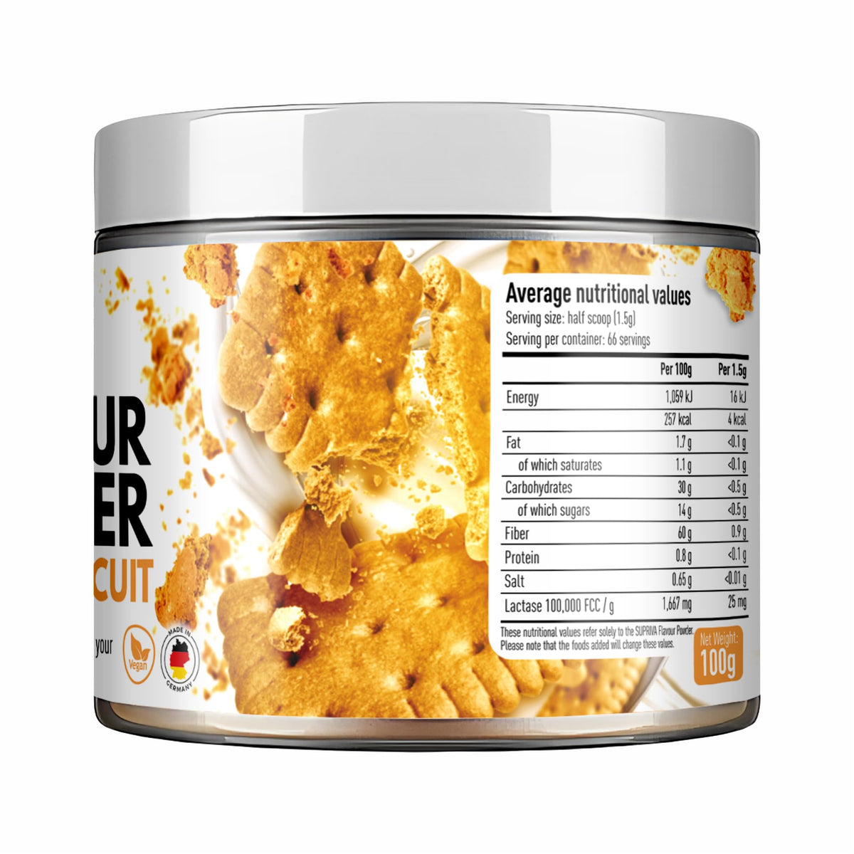 SUPRIVA Flavor Powder – 3-4 kcal/serving, Sugar-Free, High Fiber, 66 Servings (Butter Biscuit)
