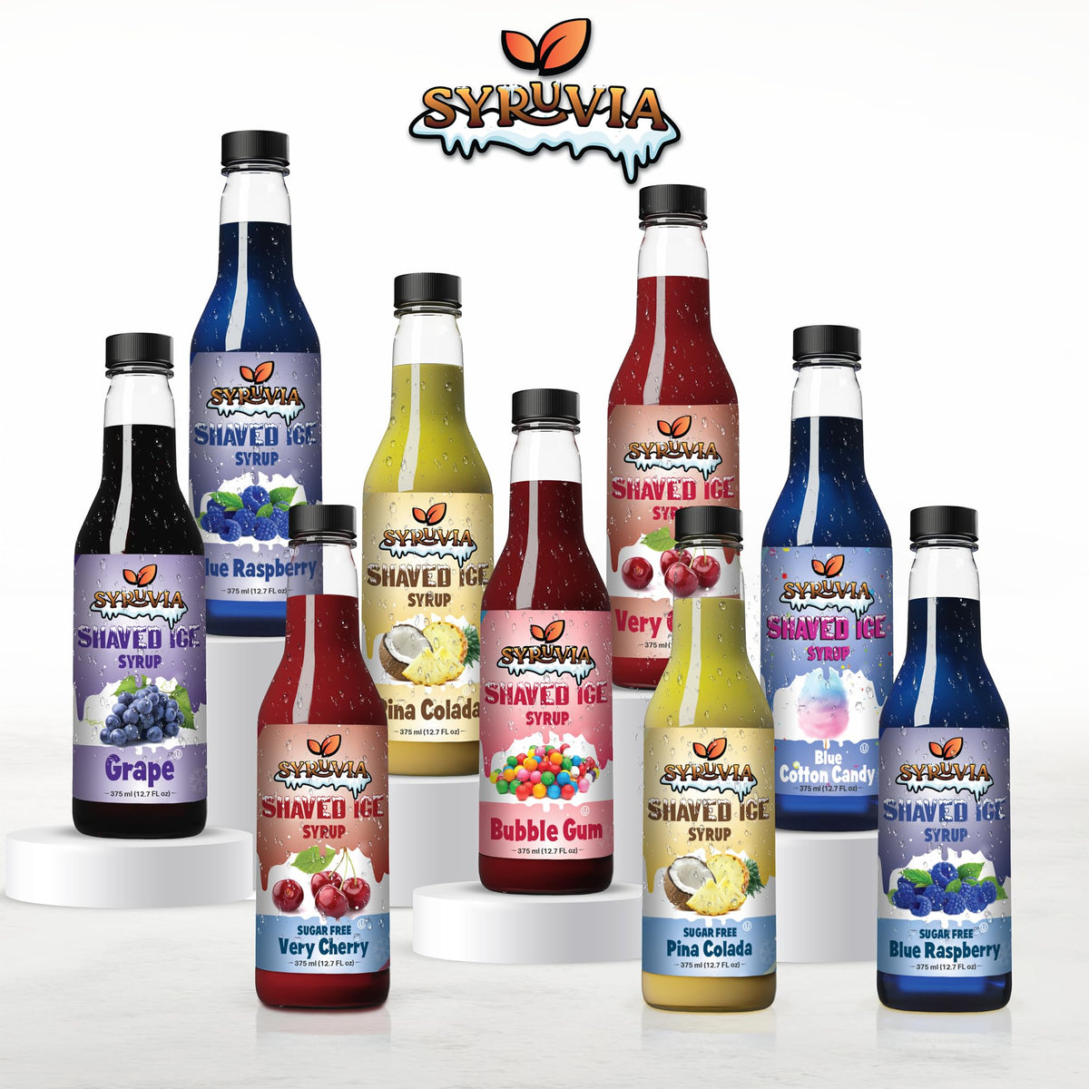SYRUVIA Snow Cone Syrup 12.7oz — Root Beer, Lime, Orange, Strawberry, Fruit Punch | Kosher & Dairy Free