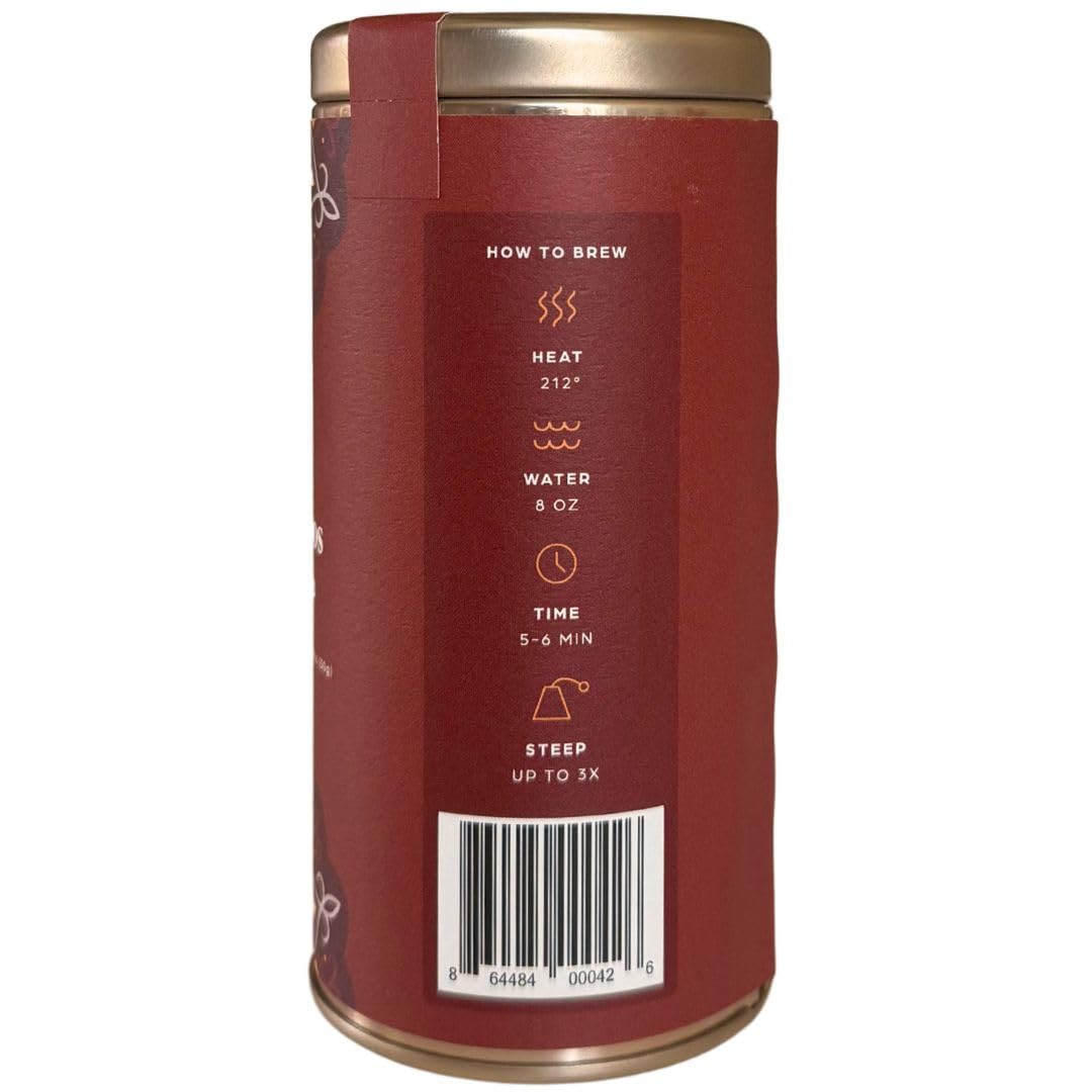 Tahmina Saffron Rooibos Tea – Caffeine-Free Herbal Blend, 12 Pyramid Bags, 36 Cups