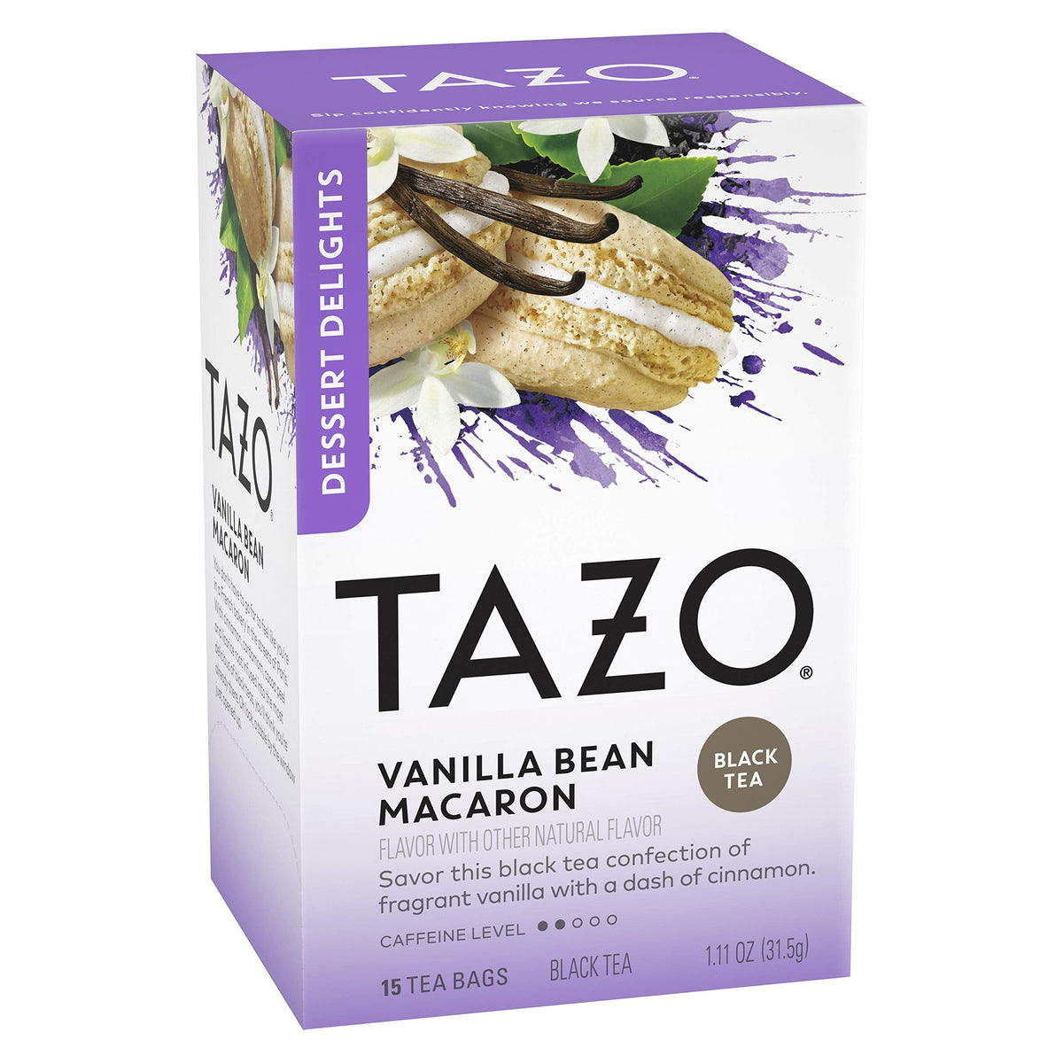 TAZO Vanilla Bean Macaron Tea Bags – Sugar Free, Zero Calories, 90 Bags (6-Pack)