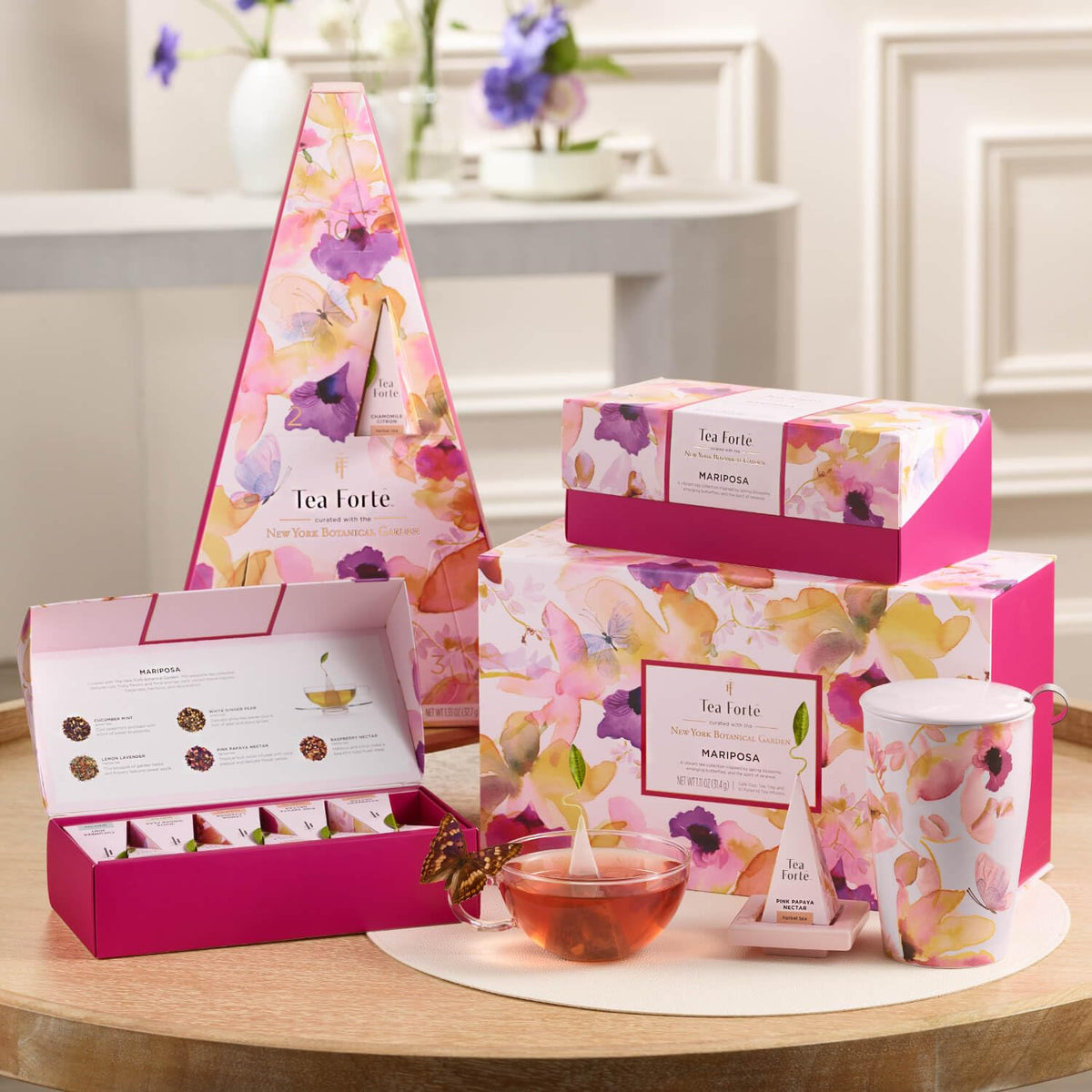 Tea Forte Premium Petite Gift Set – Mariposa Collection, 10 Pyramid Infusers (2 of Each)