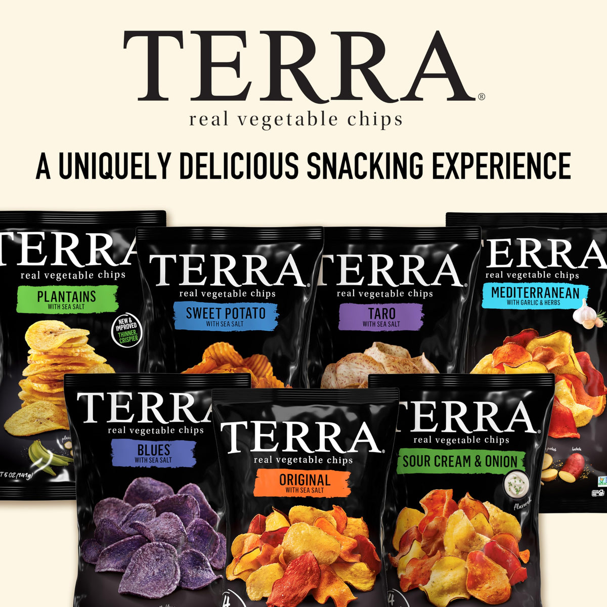 Terra Vegetable Chips Original with Sea Salt – 1.5 oz Pack of 8 | Gluten Free, Vegan