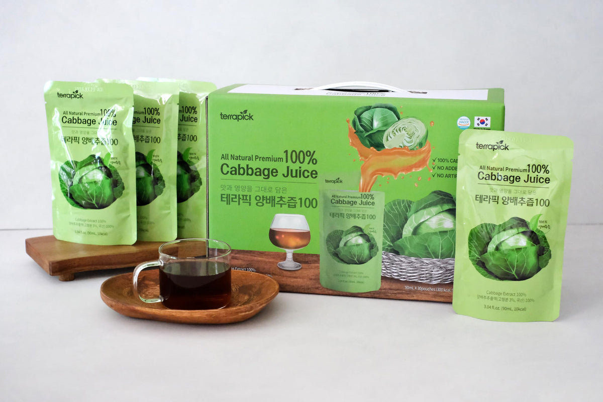 Terrapick Korean Cabbage Extract — Pure 100% Cabbage Juice for Digestive Wellness, 30 Pouches