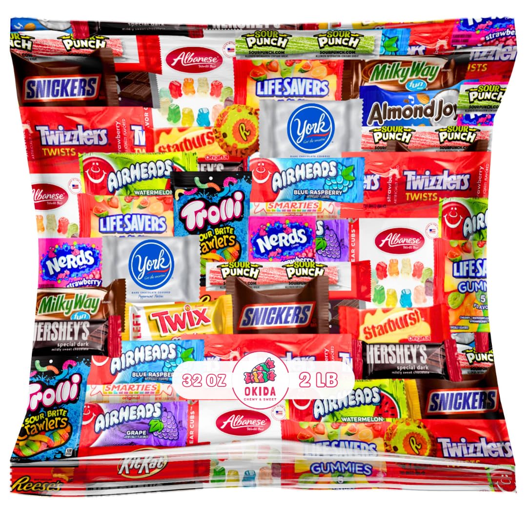 Tesel Assorted Candy & Chocolate Variety Pack – 2 lb, Individually Wrapped Treats