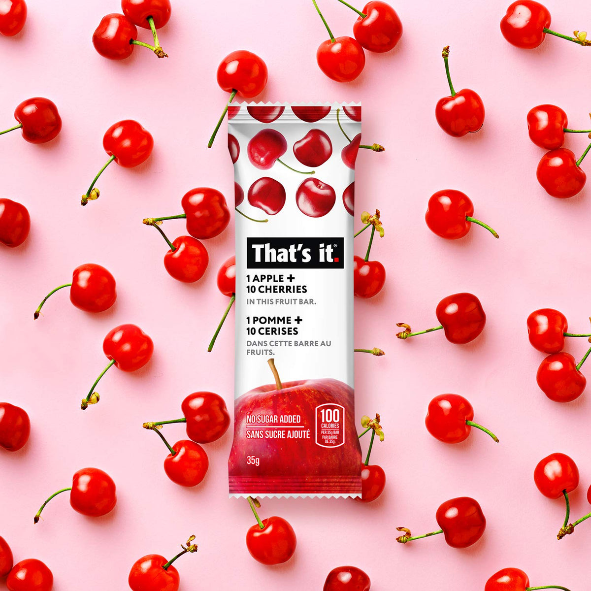 That's it. Apples + Cherry 100% Natural Real Fruit Bar – High Fiber Vegan, Gluten Free Sugar-Free Snack (Pack of 12)