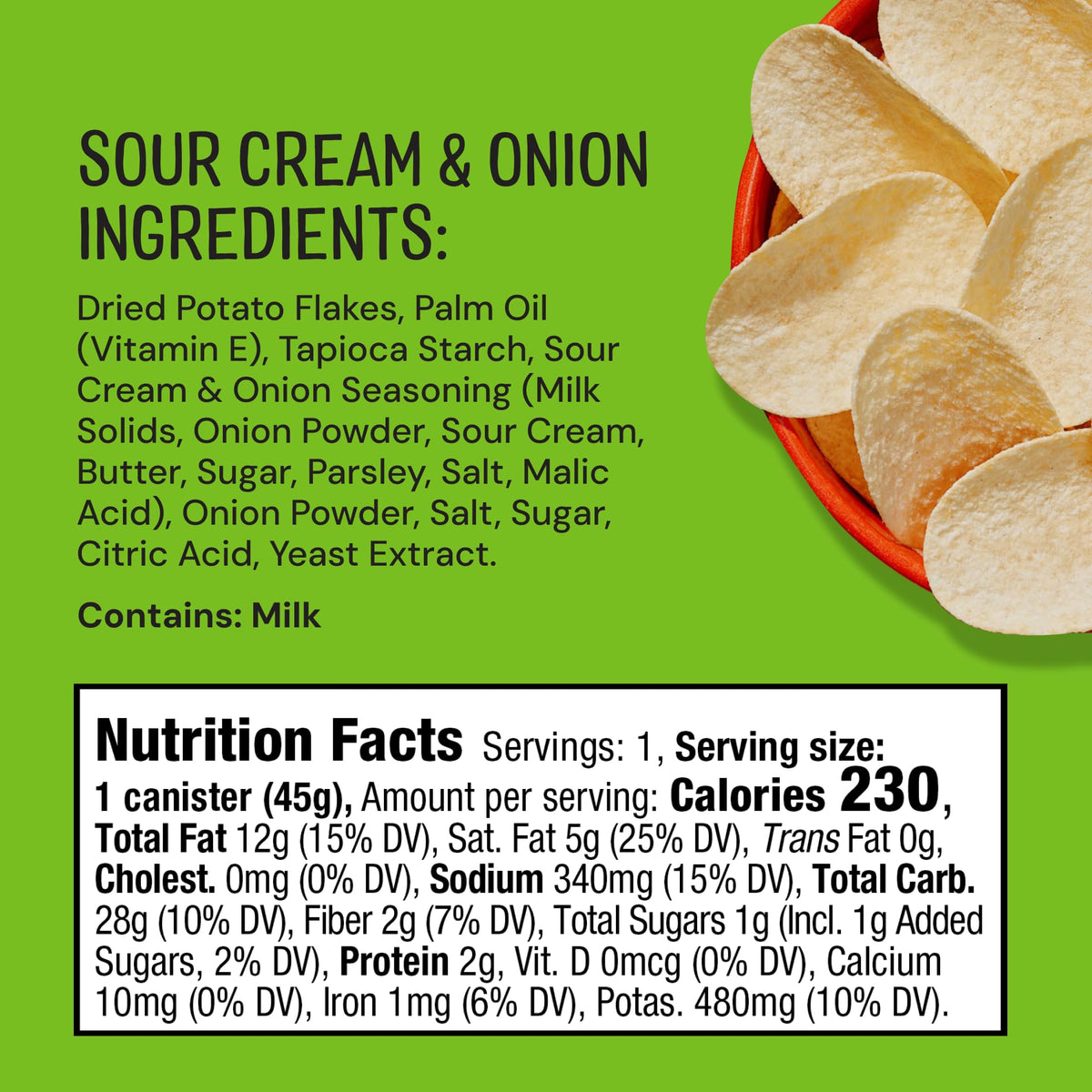 The Good Crisp Company Minis Sour Cream & Onion Gluten-Free Potato Chips – 12 Can Pack, 1.6 oz Each