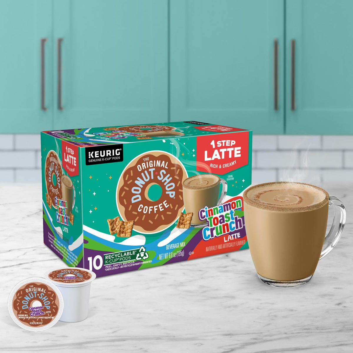 The Original Donut Shop Cinnamon Toast Crunch One-Step Latte K-Cup Pods, 60 Count (6 Packs)