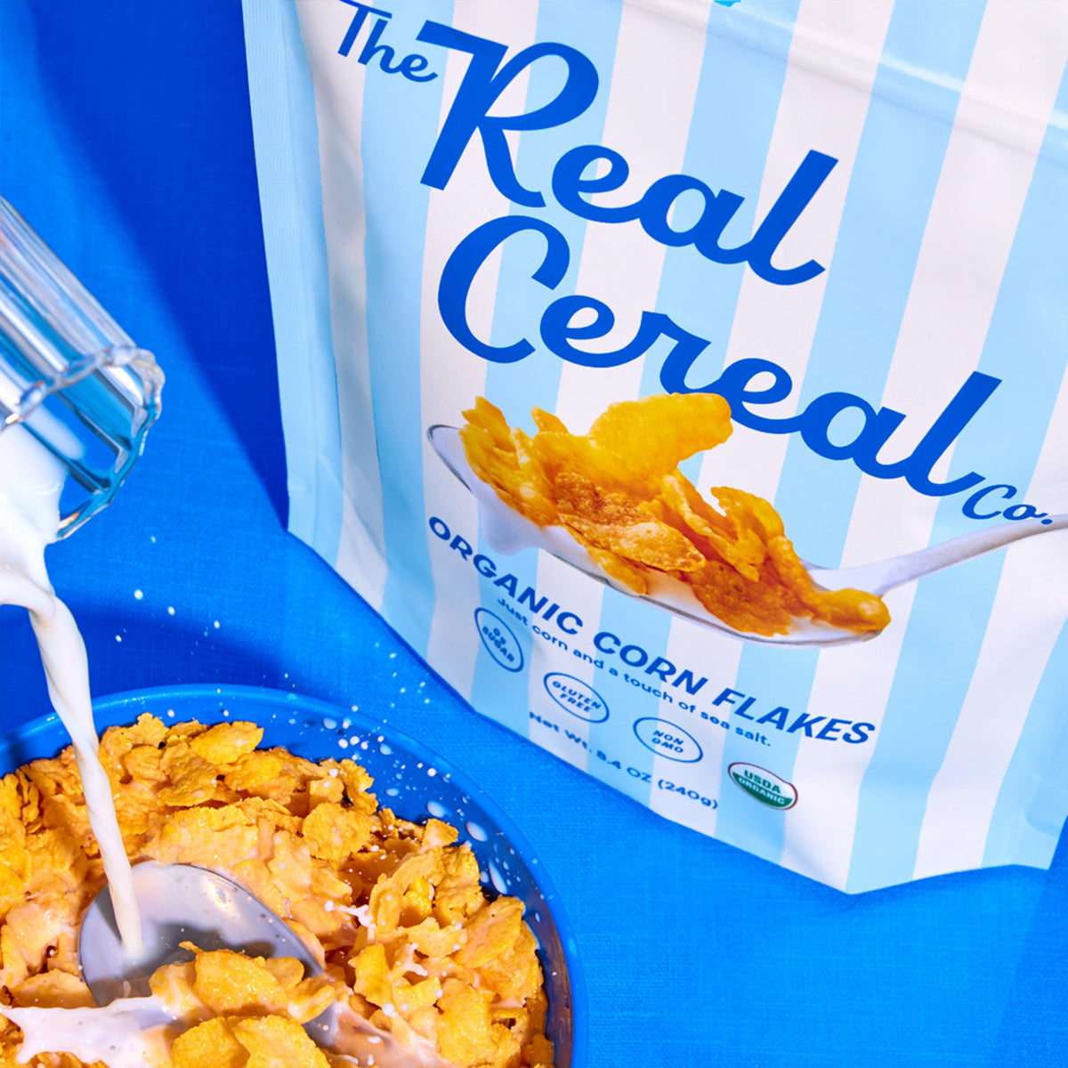 The Real Cereal Company Organic Corn Flakes Cereal 3-Pack – Zero Sugar, Gluten Free, Non-GMO, Made in USA