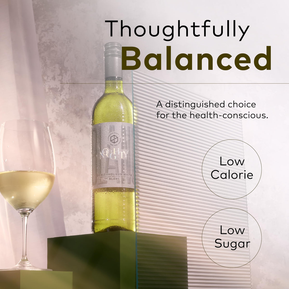 Thomson & Scott Noughty Blanc – Non-Alcoholic White Wine (<0.5% ABV), Organic Chenin Blanc & Chardonnay, 750ml