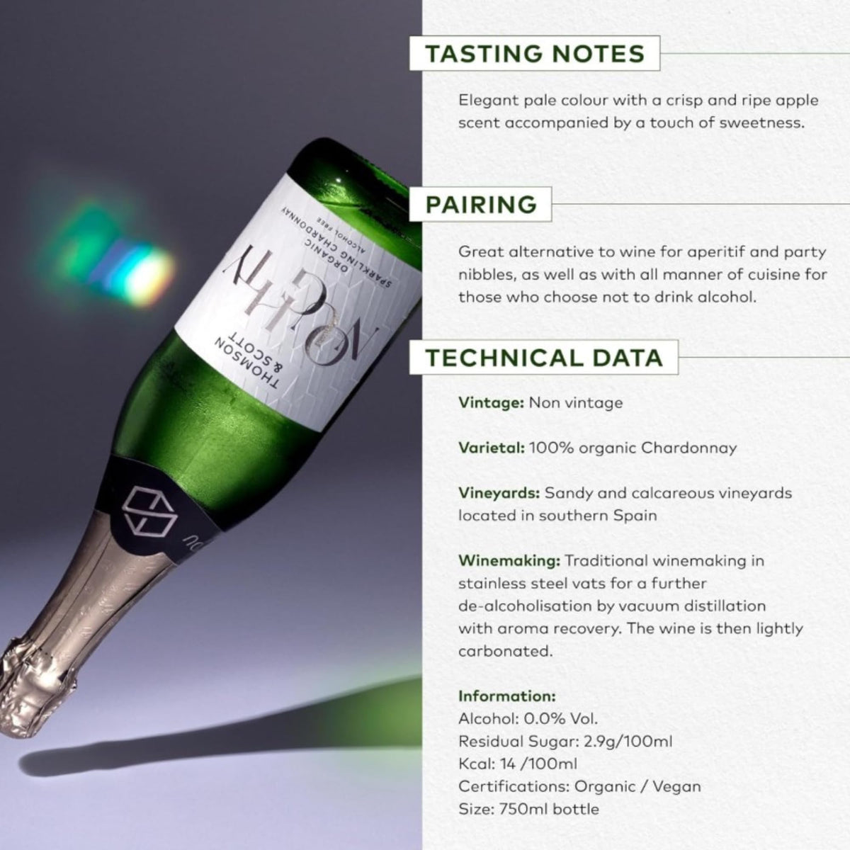 Thomson & Scott Noughty Sparkling Wine Celebration Bundle – Rosé + Chardonnay, 0% ABV, Organic